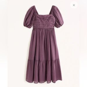 Abercrombie Emerson Floaty Puff Sleeve Midi Dress size Medium Petite